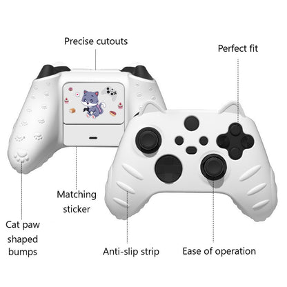 Kiloluv Cat Ear Controller Skin Grips Set Anti-Slip Silicone Protective Cover Skin Case Compatible with Xbox Series X Controller with 2 Thumb Grip Caps and 1 Sticker